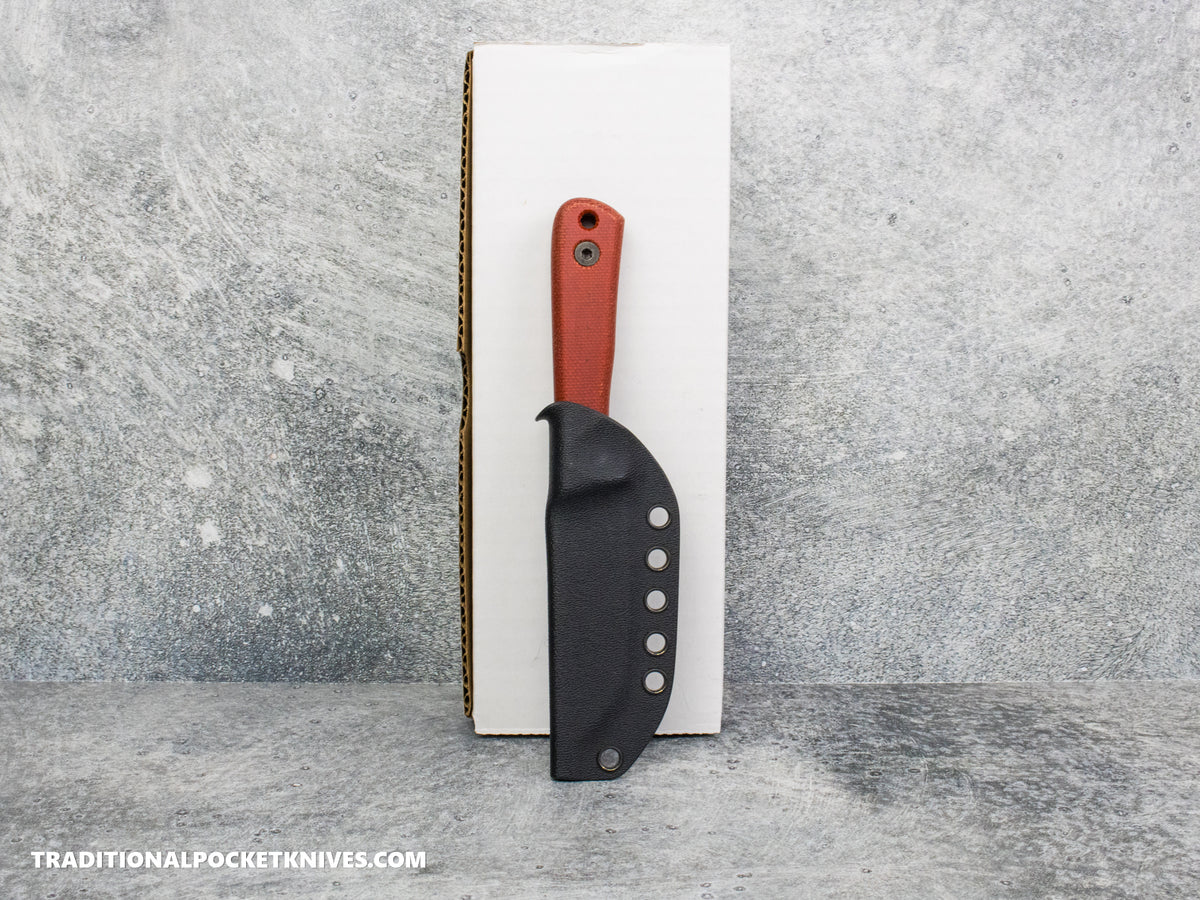 Very Good Knife Co. Pocket Doc - Red Canvas Micarta Stonewashed AEB-L Kydex Sheath
