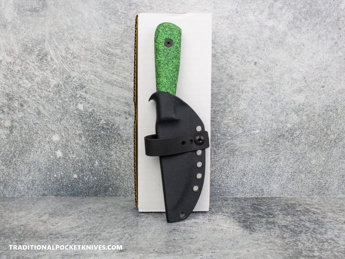 Very Good Knife Co. Adventure - GripX Green Glow Stonewashed AEB-L Kydex Sheath