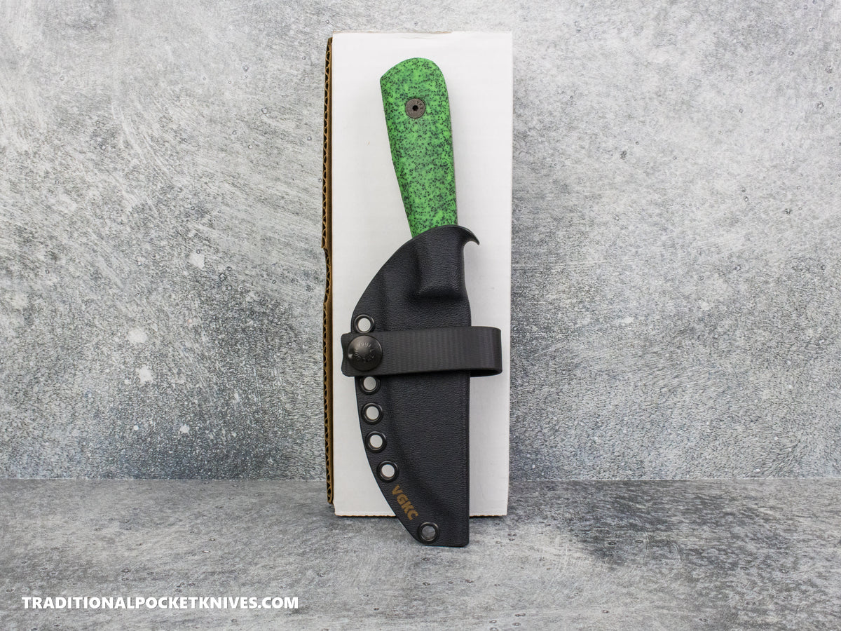 Very Good Knife Co. Adventure - GripX Green Glow Stonewashed AEB-L Kydex Sheath