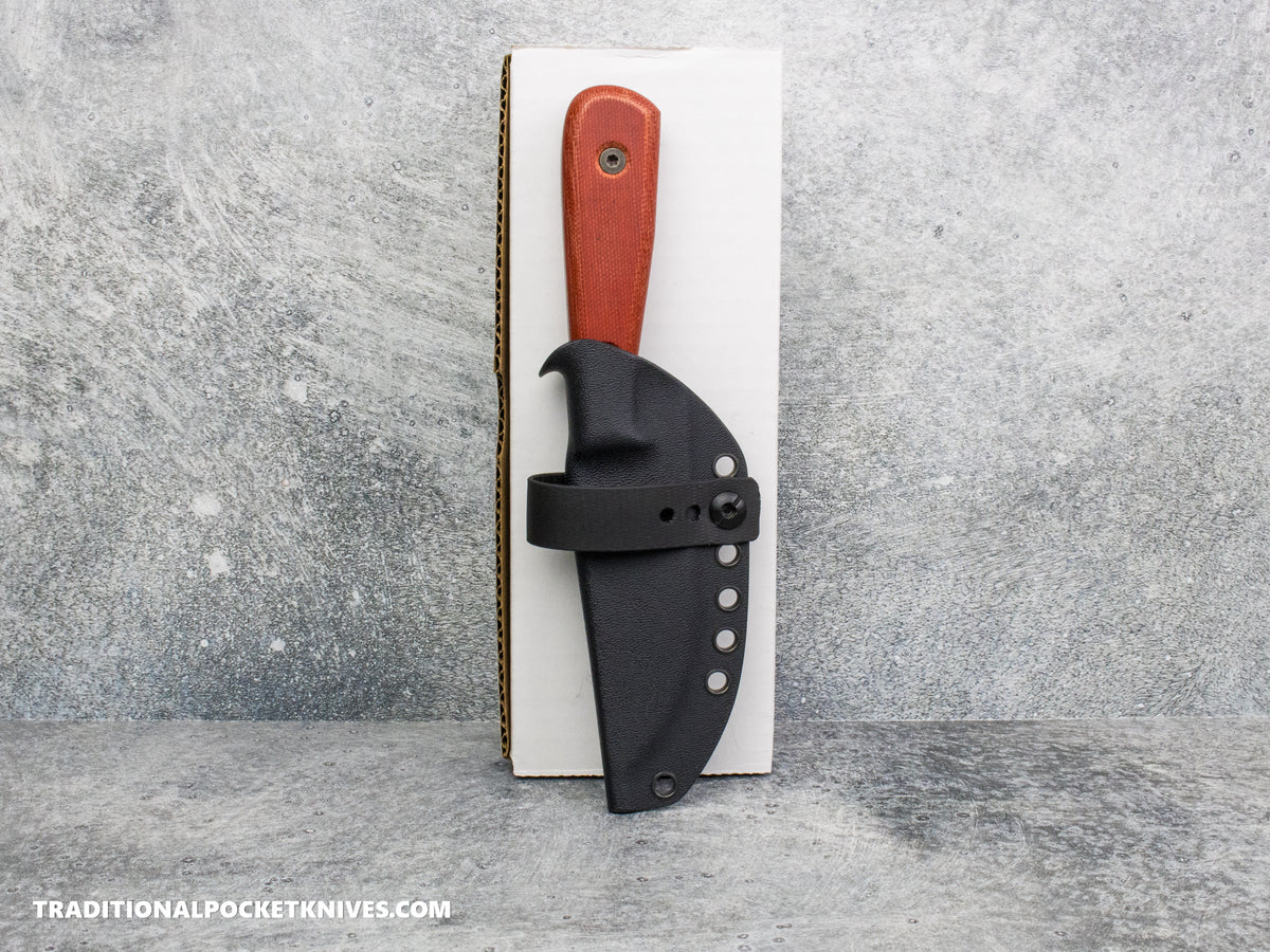 Very Good Knife Co. Adventure - Red Canvas Micarta Stonewashed N690 Kydex Sheath
