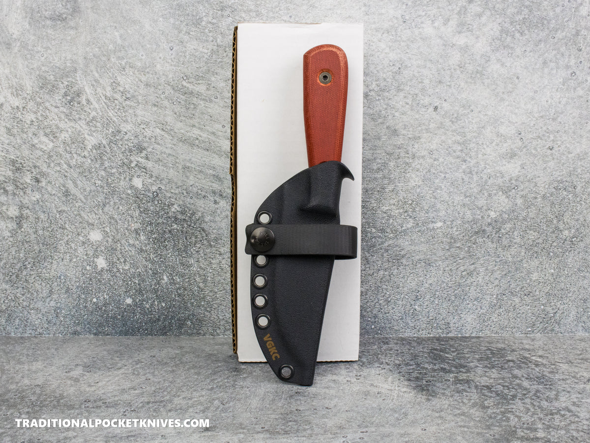 Very Good Knife Co. Adventure - Red Canvas Micarta Stonewashed N690 Kydex Sheath