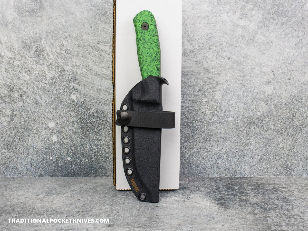 Very Good Knife Co. Revelation - GripX Green Glow Stonewashed AEB-L Kydex Sheath