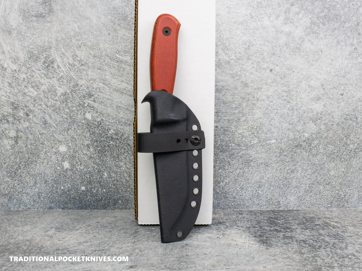 Very Good Knife Co. Revelation - Red Canvas Micarta Stonewashed AEB-L Kydex Sheath