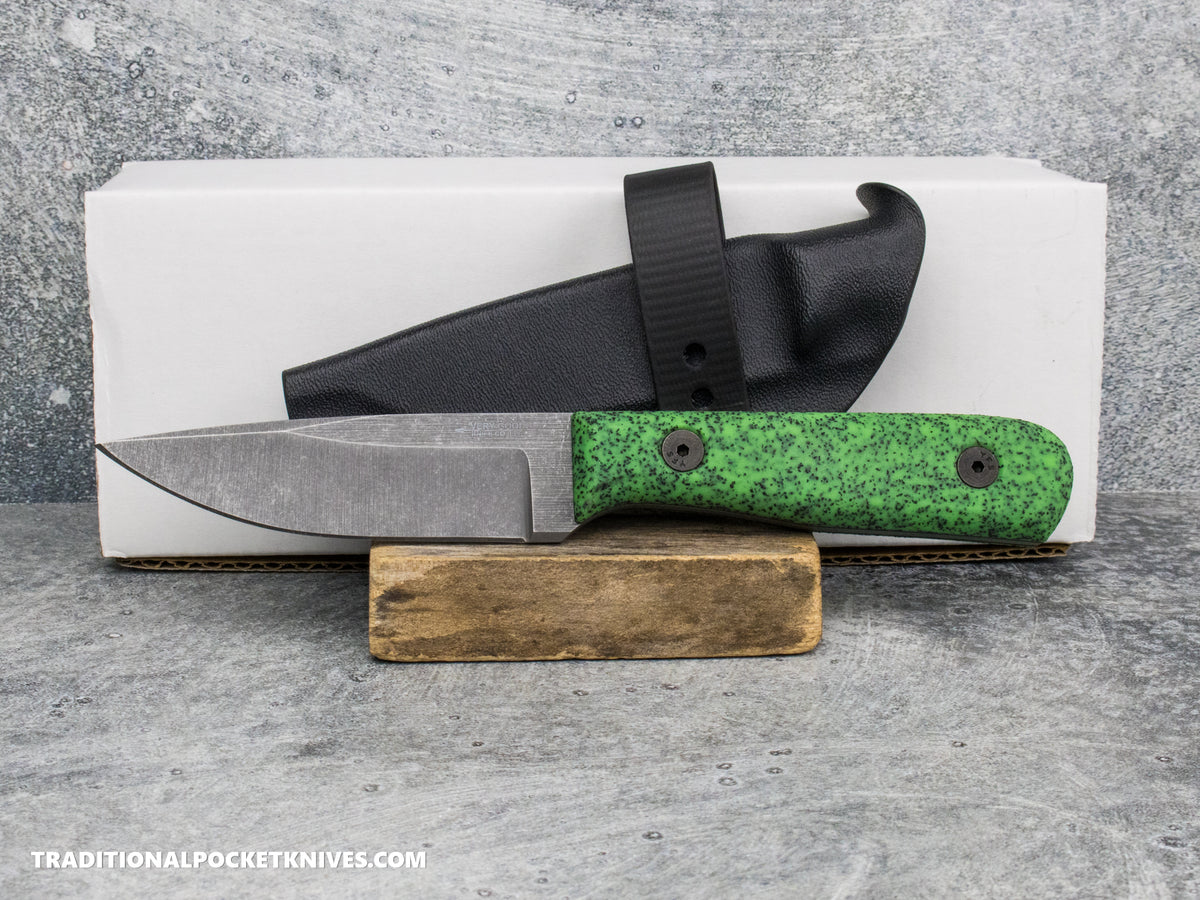 Very Good Knife Co. Hornet - GripX Green Glow Stonewashed AEB-L Kydex Sheath