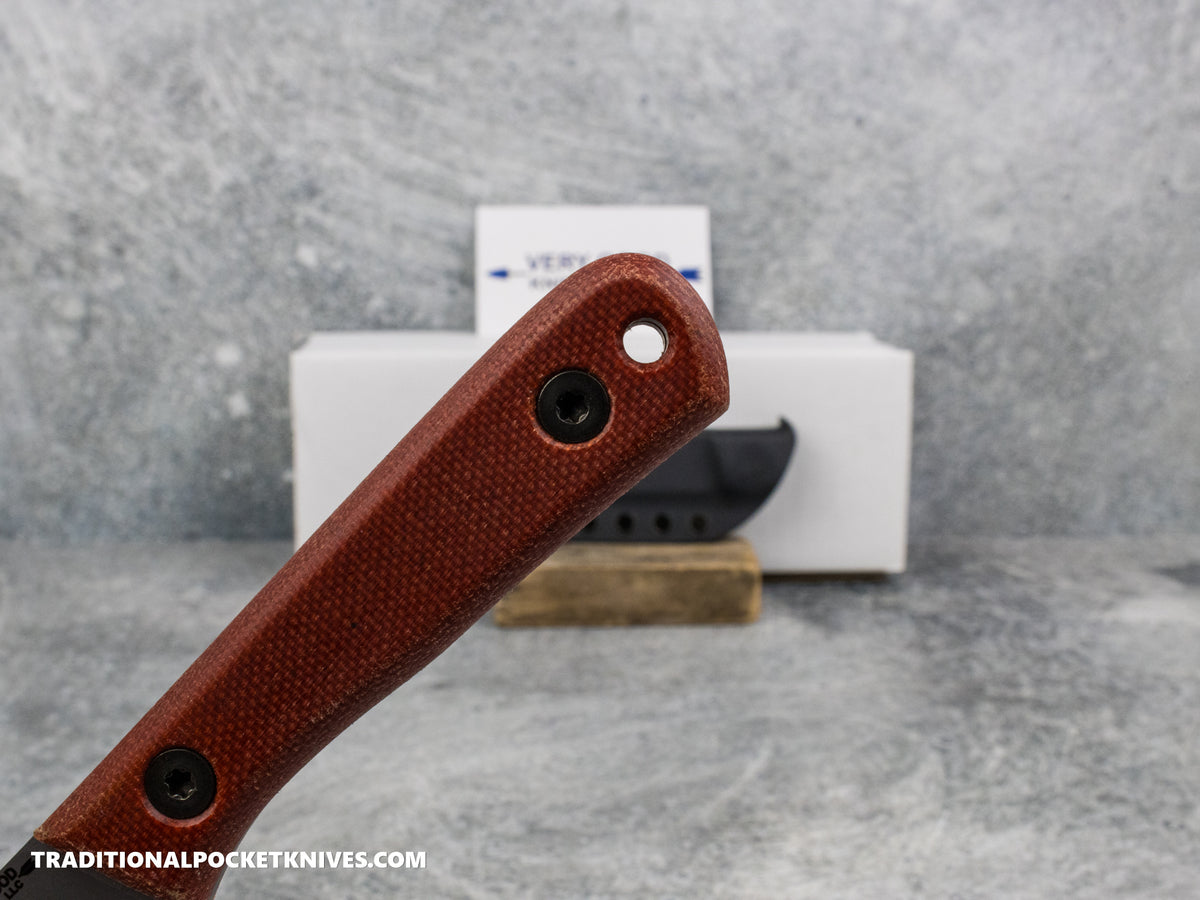 Very Good Knife Co. Pocket Doc - Red Canvas Micarta Stonewashed AEB-L Kydex Sheath