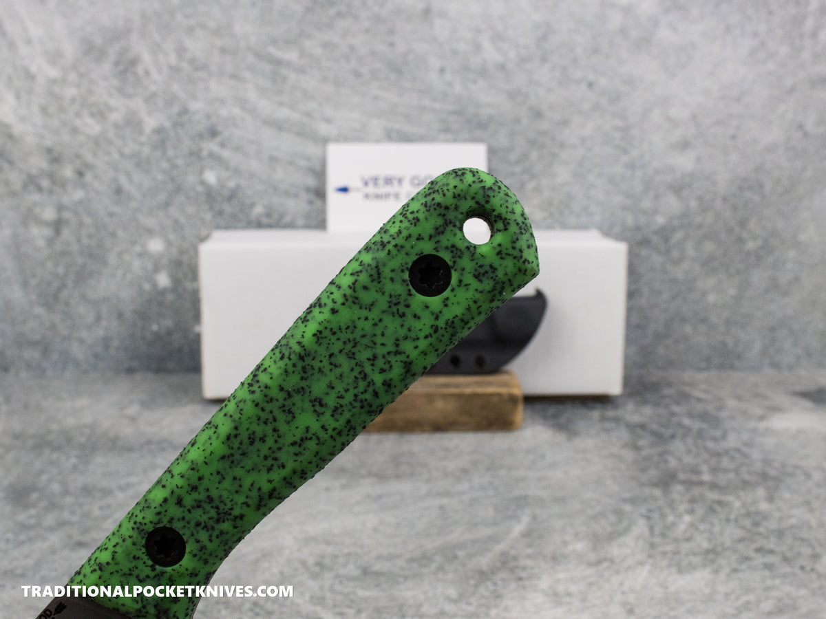 Very Good Knife Co. Pocket Doc - GripX Green Glow Stonewashed Nitro-V Kydex Sheath