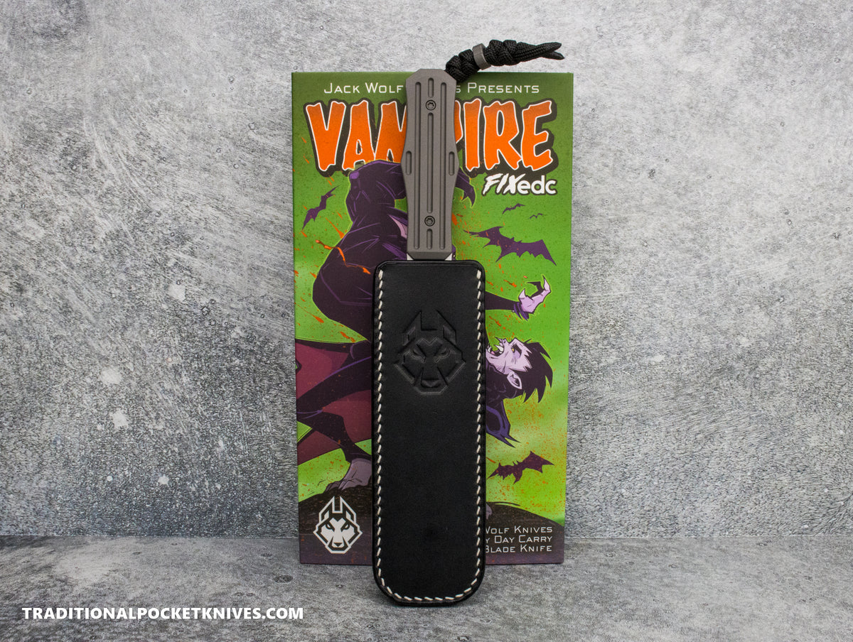 Jack Wolf Knives Vampire FIXedc Titanium Fluted Hand Satin