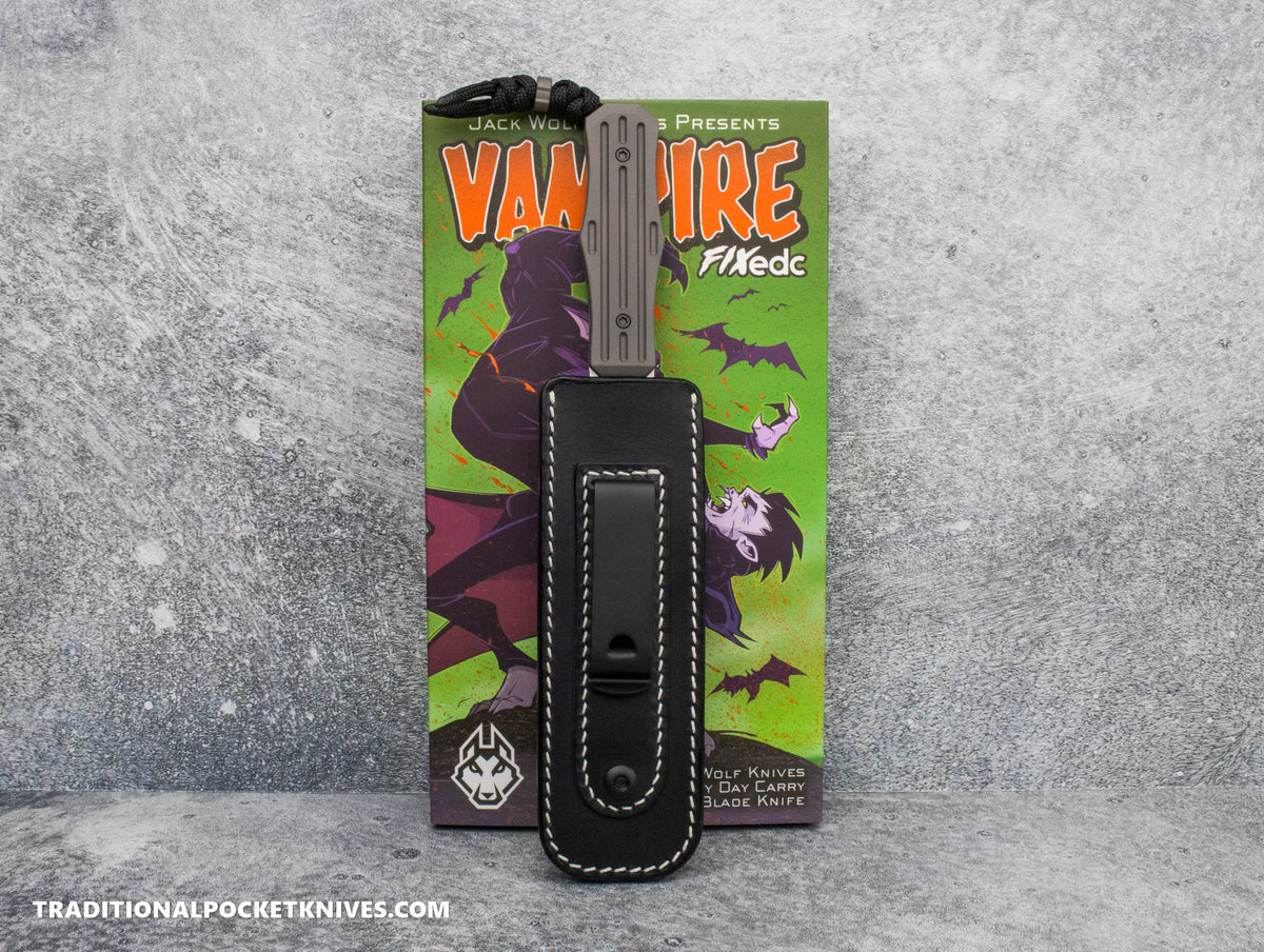 Jack Wolf Knives Vampire FIXedc Titanium Fluted Hand Satin