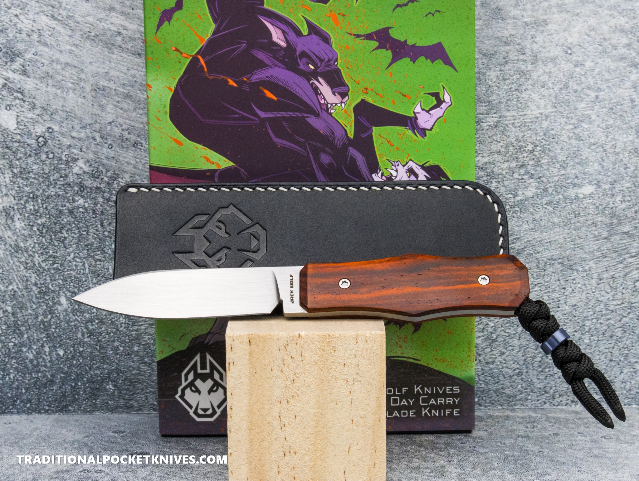 Jack Wolf Knives Vampire FIXedc Rosewood Hand Satin - C. Risner