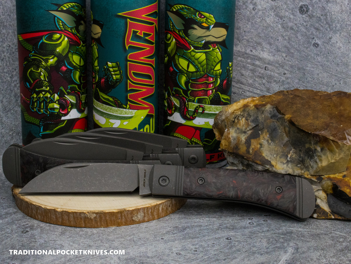 Jack Wolf Knives Venom Jack Fat Carbon Dark Matter Red Blast &amp; Tumble