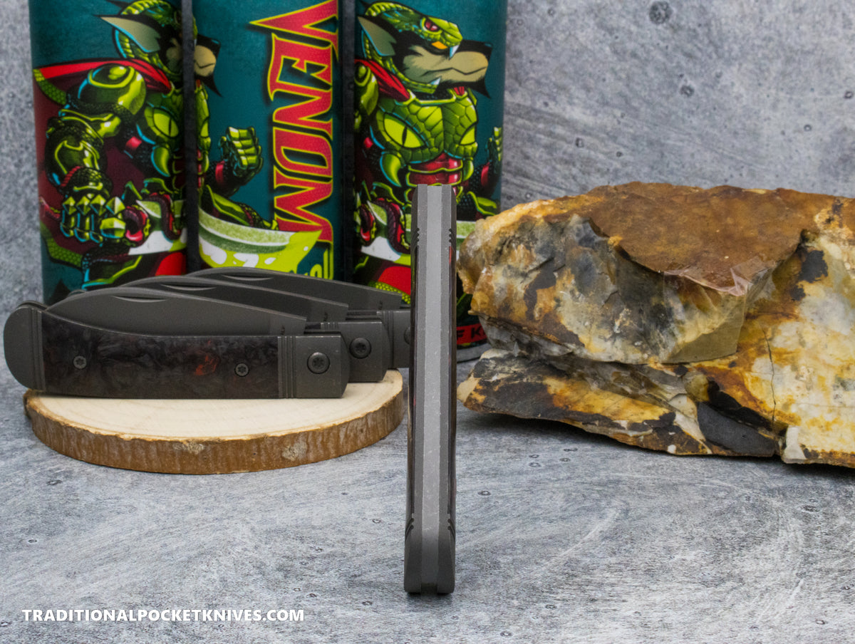 Jack Wolf Knives Venom Jack Fat Carbon Dark Matter Red Blast &amp; Tumble