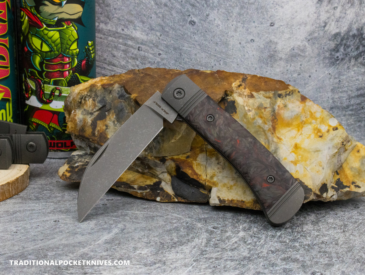 Jack Wolf Knives Venom Jack Fat Carbon Dark Matter Red Blast &amp; Tumble