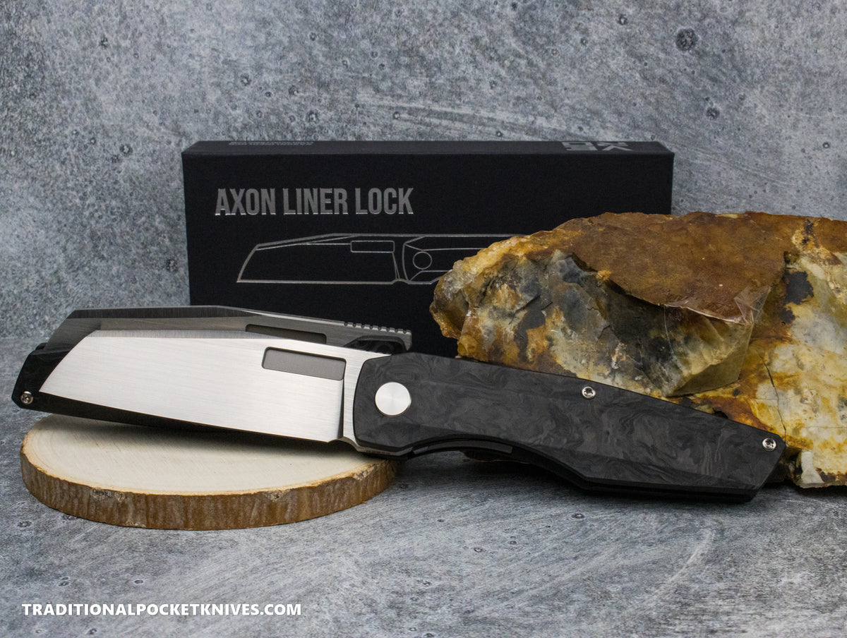 Vero Engineering: Axon Liner Lock - Marbled Carbon Fiber M390 Hand Satin