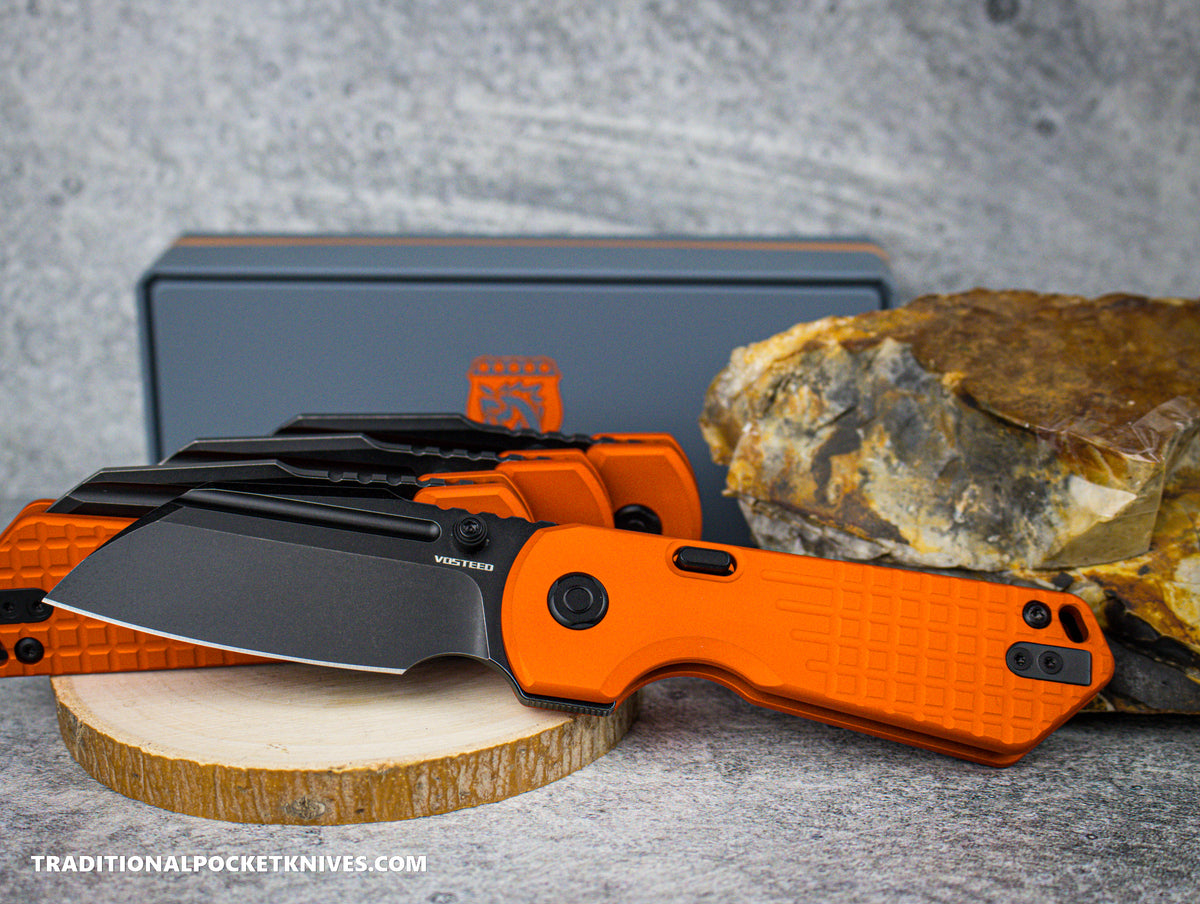 Vosteed Hedgehog Orange Aluminum Black Stonewash S35VN