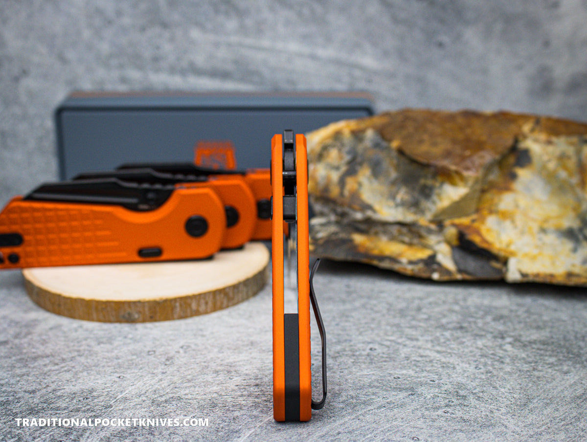 Vosteed Hedgehog Orange Aluminum Black Stonewash S35VN