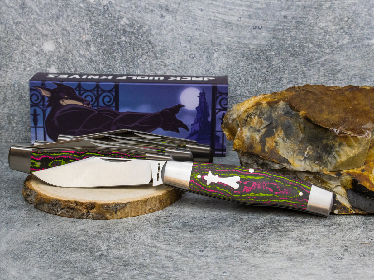 Jack Wolf Knives Gateway Stockman CamoCarbon Watermelon Sugar - Gateway Series