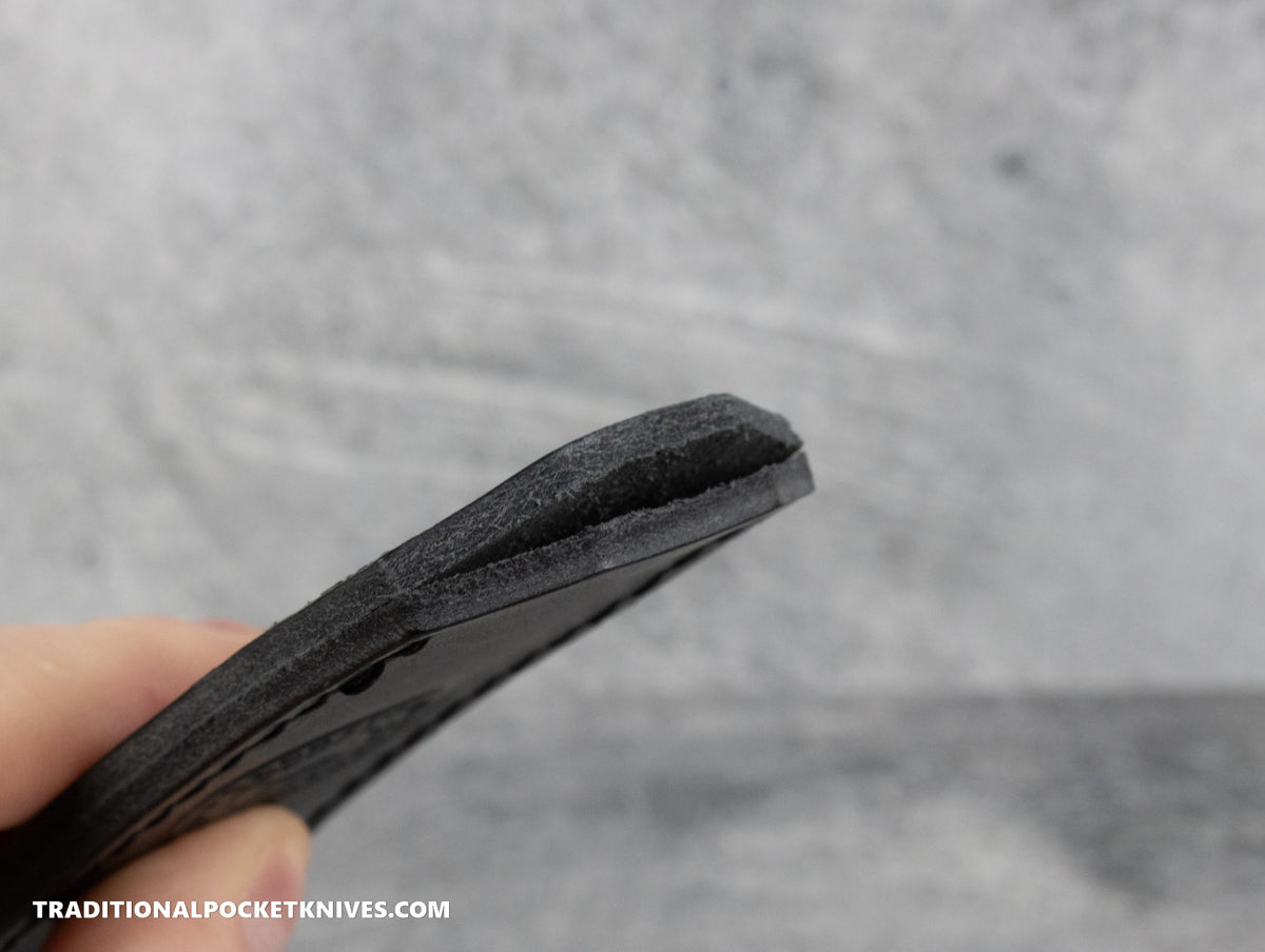 C. Risner Cutlery Logo Leather Knife Slip Extra Small - Black Buttero