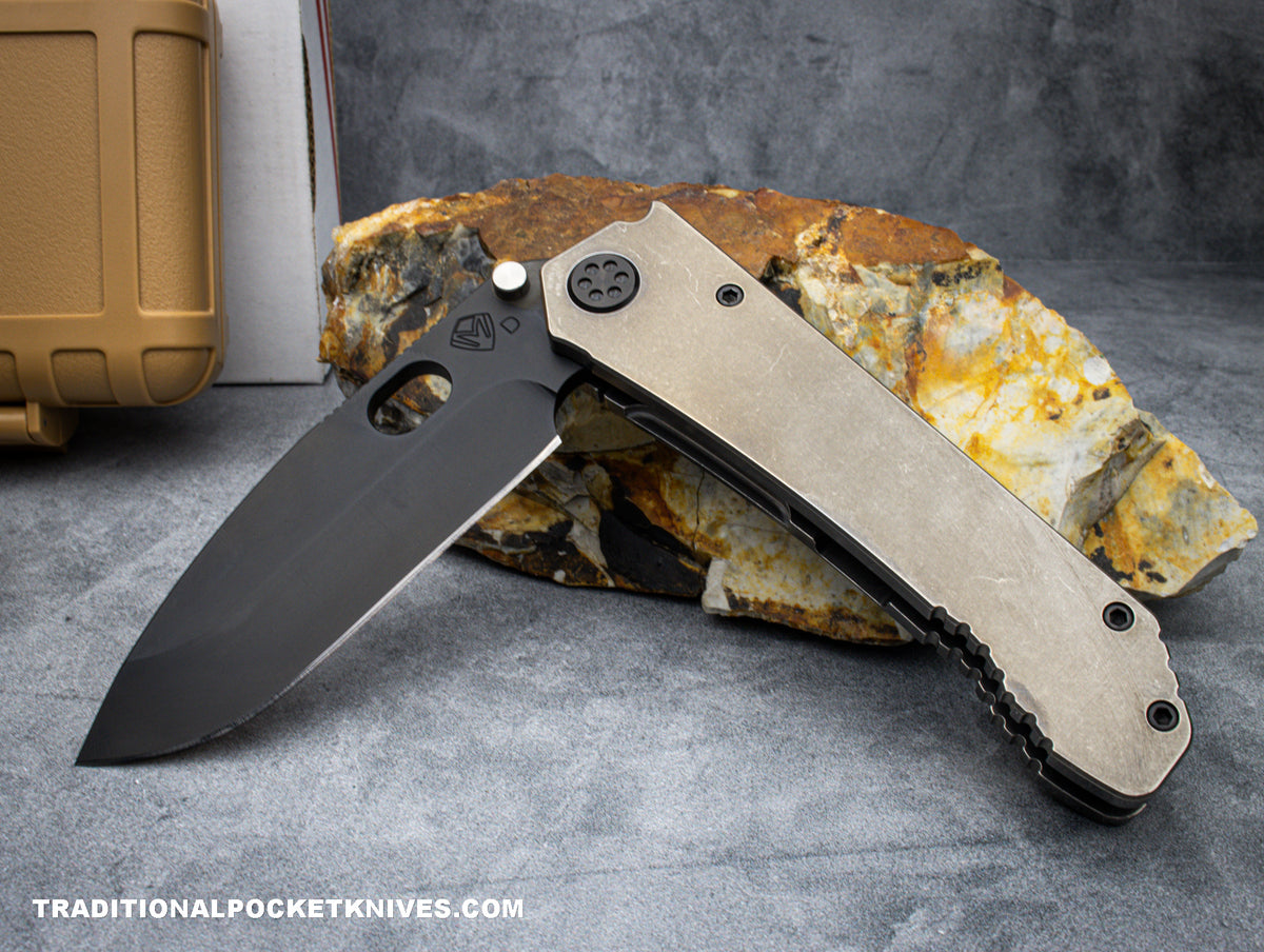 Medford Knives 187 DP PVD Drop Point / D2 / Tumbled Handle / Tumbled Spring / PVD HW / PVD Clip