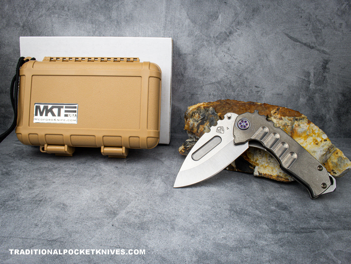 Medford Knives Genesis T / Tumbled Drop Point / S35VN / Tumbled Handle / Tumbled Spring / Violet HW / Violet Clip