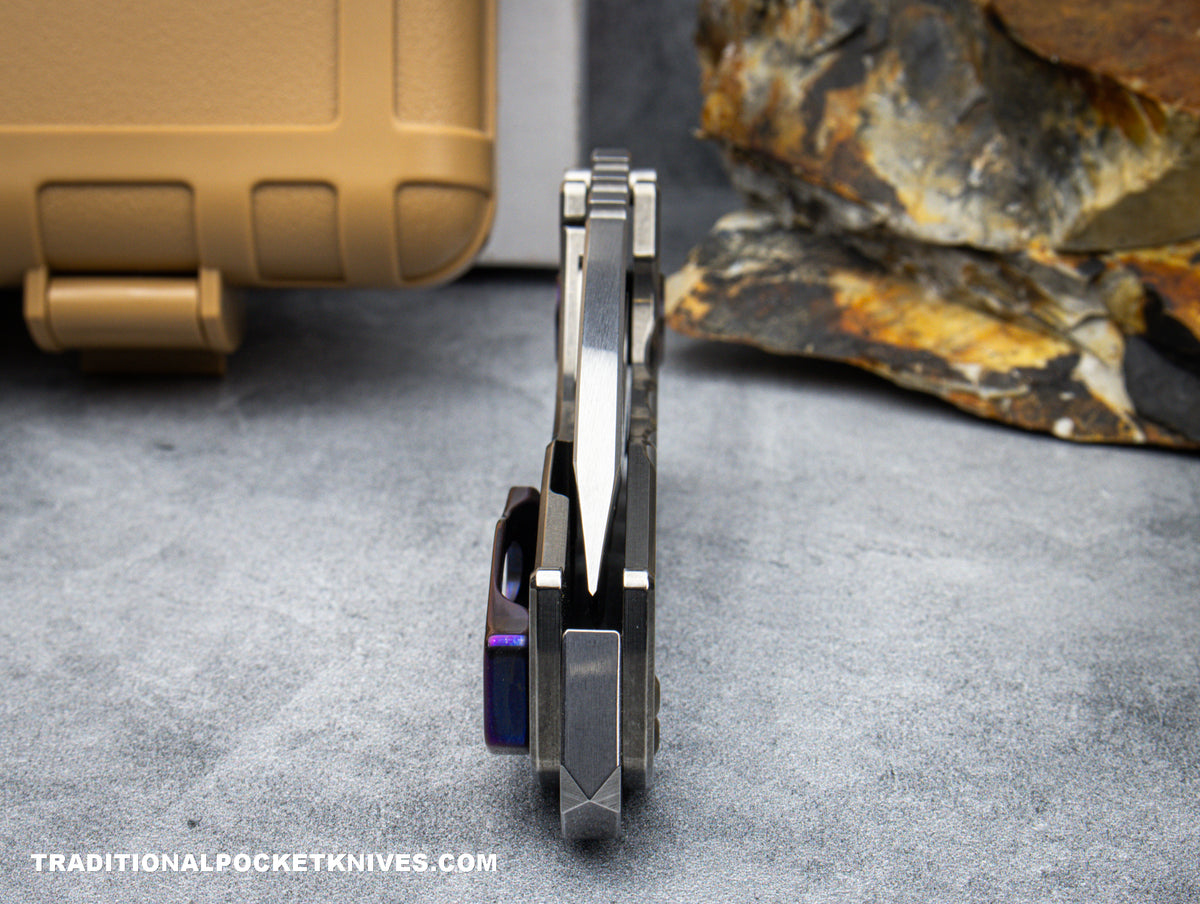 Medford Knives Genesis T / Tumbled Drop Point / S35VN / Tumbled Handle / Tumbled Spring / Violet HW / Violet Clip