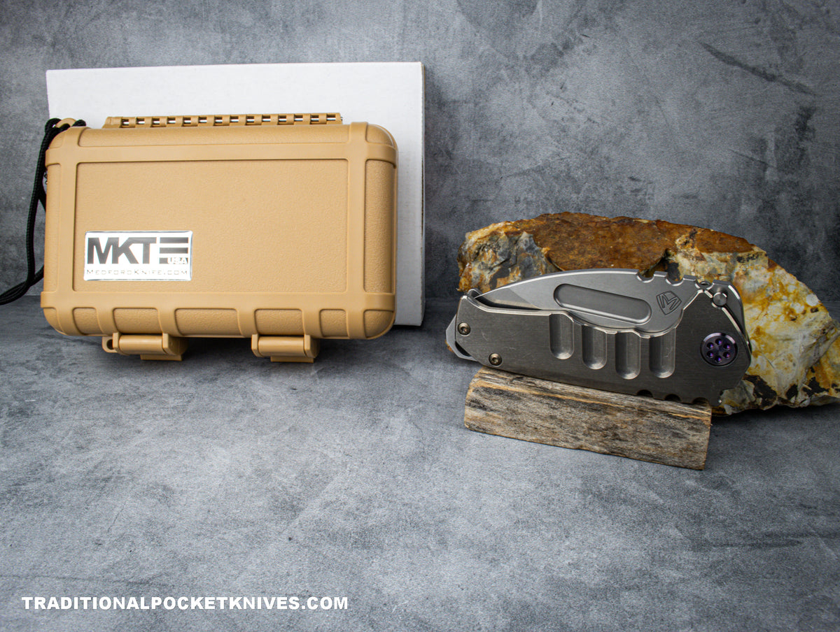 Medford Knives Genesis T / Tumbled Drop Point / S35VN / Tumbled Handle / Tumbled Spring / Violet HW / Violet Clip