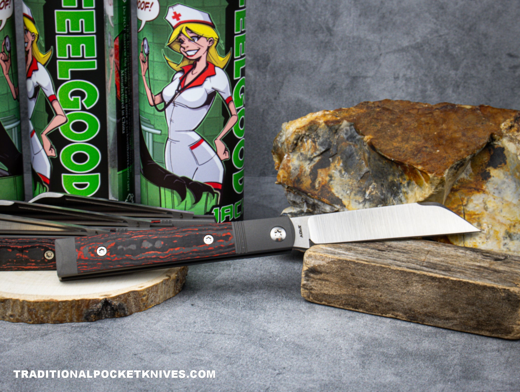 Jack Wolf Knives Feel Good Jack Fat Carbon Lava Flow - C. Risner