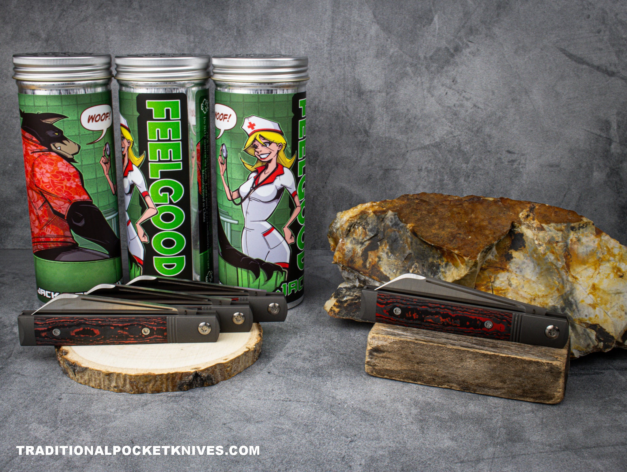 Jack Wolf Knives Feel Good Jack Fat Carbon Lava Flow - C. Risner