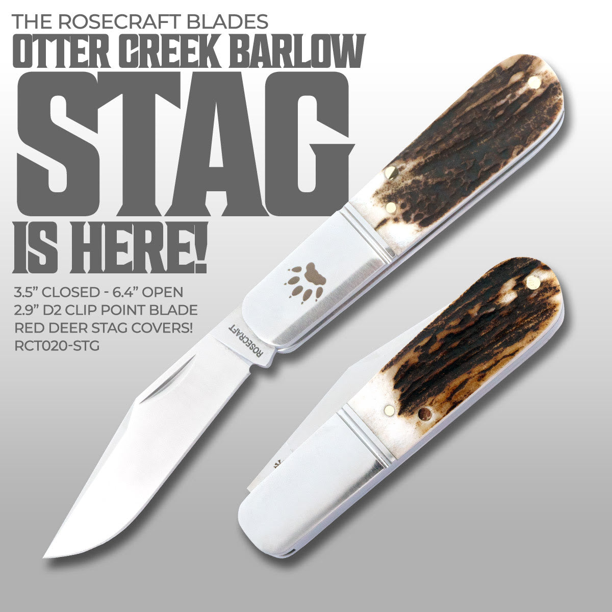 RoseCraft Blades Otter Creek Barlow Stag (RCT020-STG)