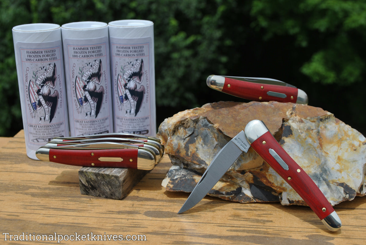 Great Eastern Cutlery #381117 Tidioute Cutlery .38 Special Red Linen Micarta