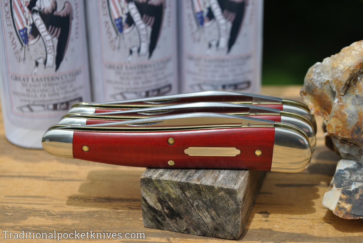 Great Eastern Cutlery #381117 Tidioute Cutlery .38 Special Red Linen Micarta
