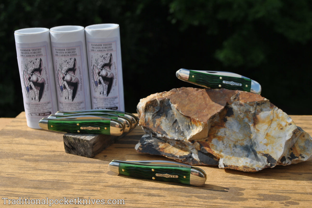 Great Eastern Cutlery #381117 Tidioute Cutlery .38 Special Tractor Green Jig Bone