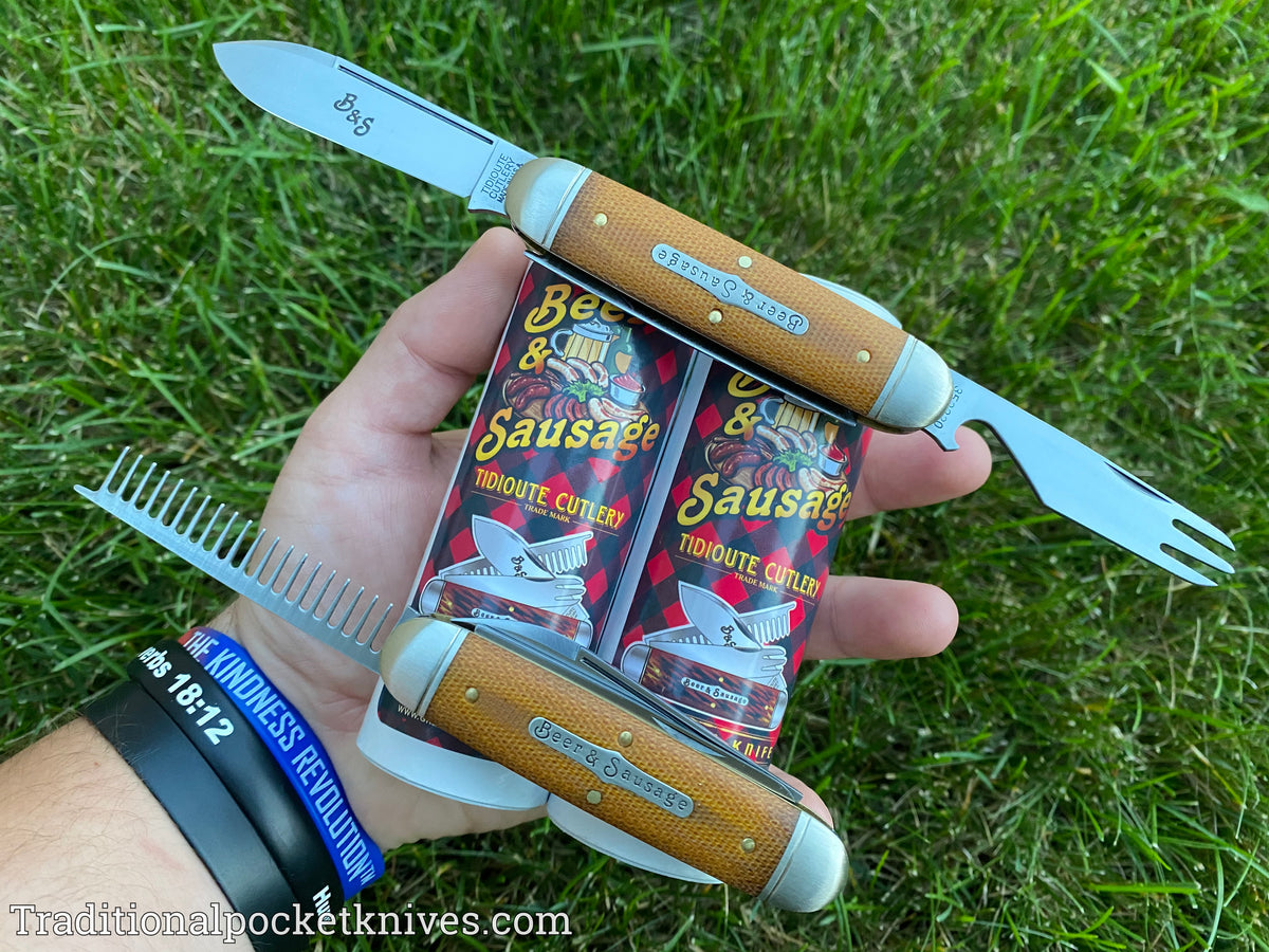 Great Eastern Cutlery #352320 Tidioute Cutlery Beer&amp;Sausage Bar Tool Knife Natural Canvas Micarta