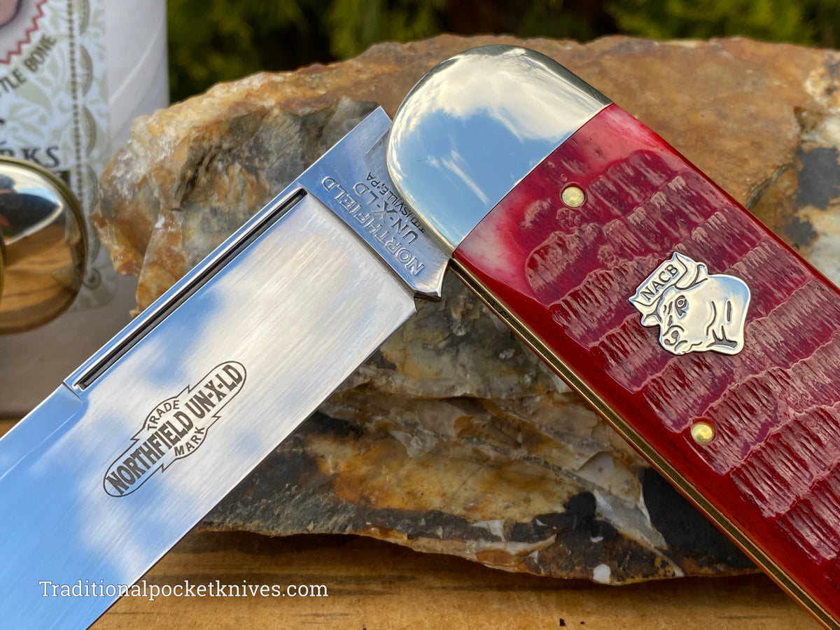 Great Eastern Cutlery #363122 Northfield UNXLD Toenail Clipper Blood Red Jigged Bone