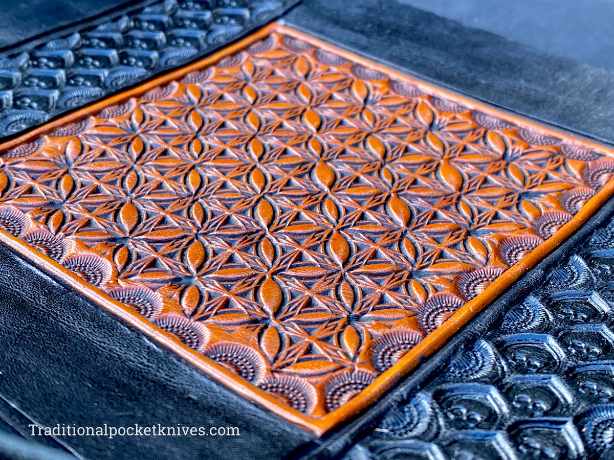 Sage Grouse Leather: Packable Valet Tray &quot;Black Skulls&quot;