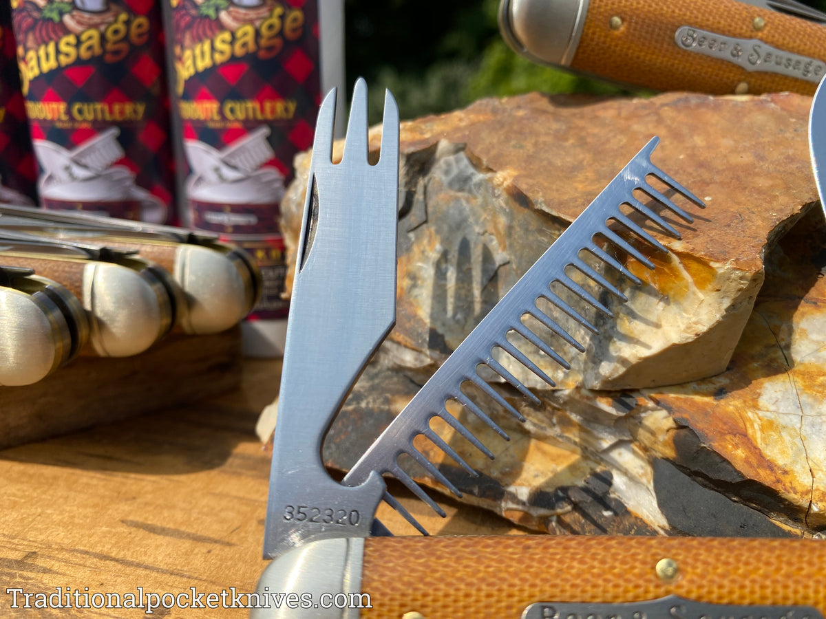 Great Eastern Cutlery #352320 Tidioute Cutlery Beer&amp;Sausage Bar Tool Knife Natural Canvas Micarta