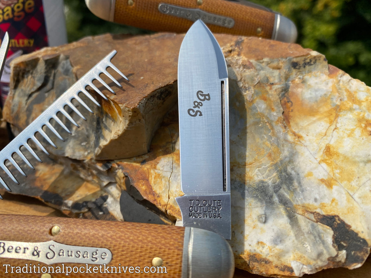 Great Eastern Cutlery #352320 Tidioute Cutlery Beer&amp;Sausage Bar Tool Knife Natural Canvas Micarta