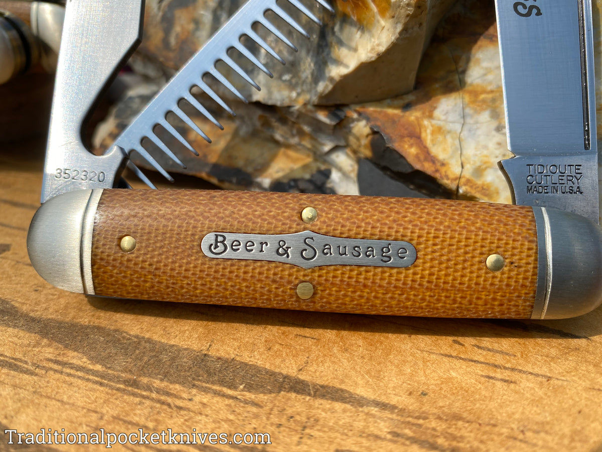 Great Eastern Cutlery #352320 Tidioute Cutlery Beer&amp;Sausage Bar Tool Knife Natural Canvas Micarta