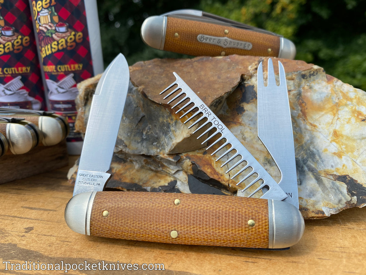 Great Eastern Cutlery #352320 Tidioute Cutlery Beer&amp;Sausage Bar Tool Knife Natural Canvas Micarta