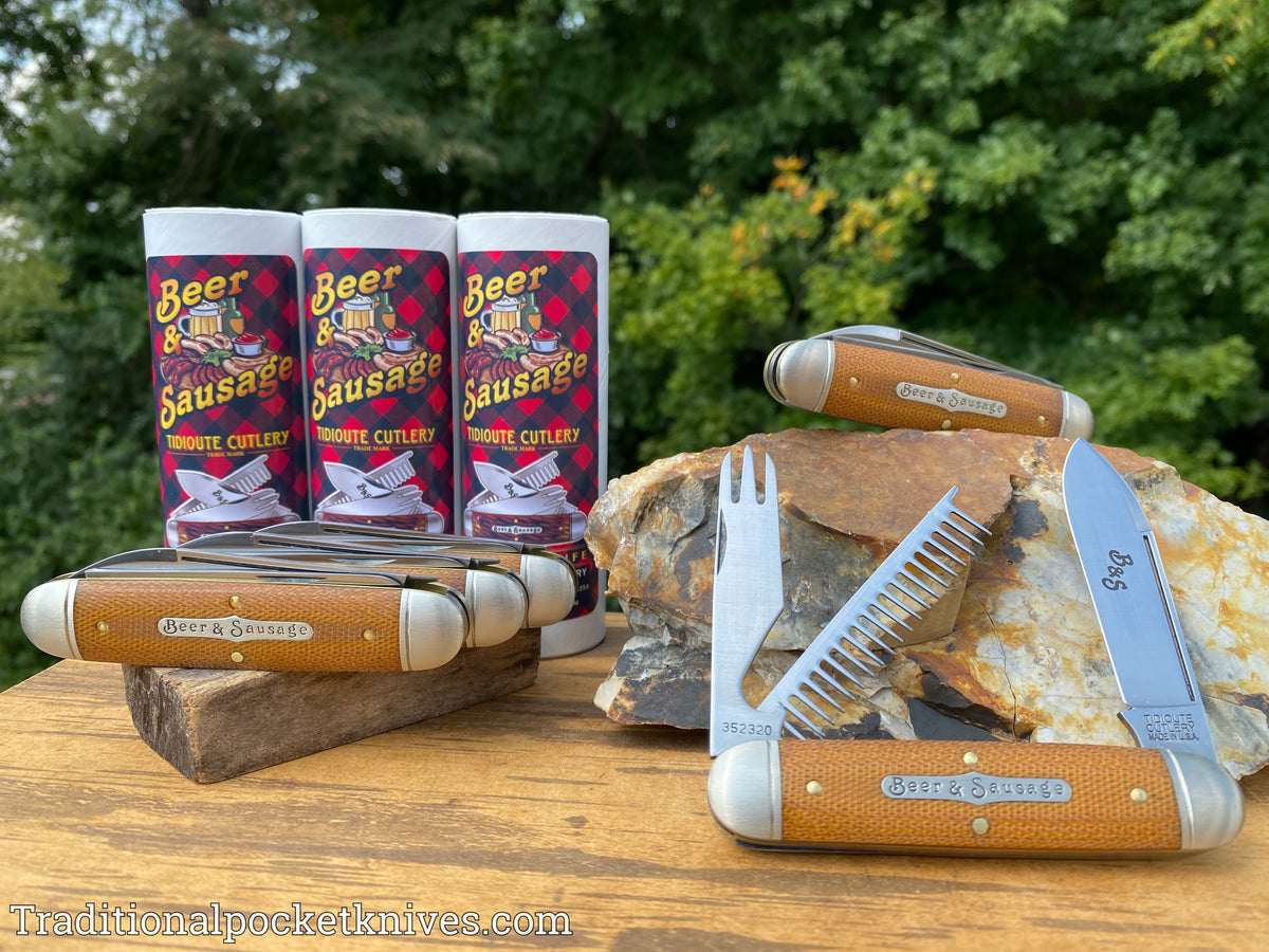 Great Eastern Cutlery #352320 Tidioute Cutlery Beer&amp;Sausage Bar Tool Knife Natural Canvas Micarta