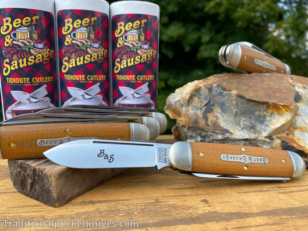 Great Eastern Cutlery #352320 Tidioute Cutlery Beer&amp;Sausage Bar Tool Knife Natural Canvas Micarta
