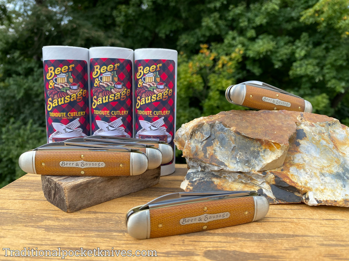 Great Eastern Cutlery #352320 Tidioute Cutlery Beer&amp;Sausage Bar Tool Knife Natural Canvas Micarta