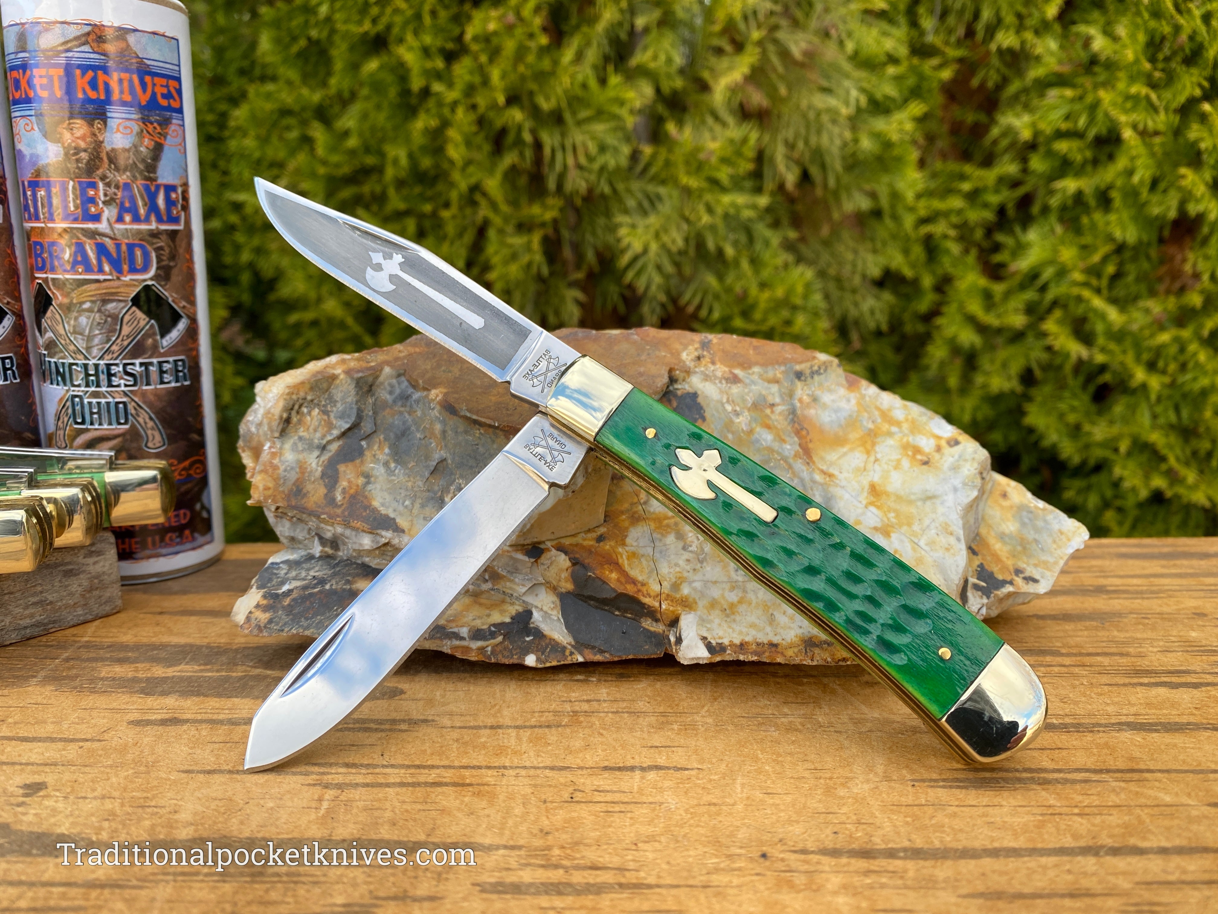 Cooper Cutlery Battle Axe Brand Jigged Green Bone Trapper (5219GB