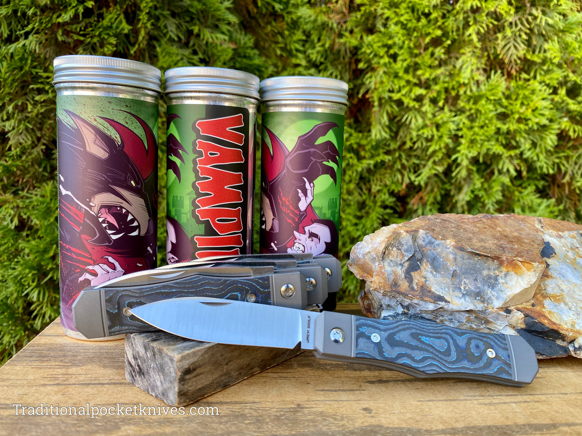 Jack Wolf Knives Vampire Jack CamoCarbon Pacific Blue