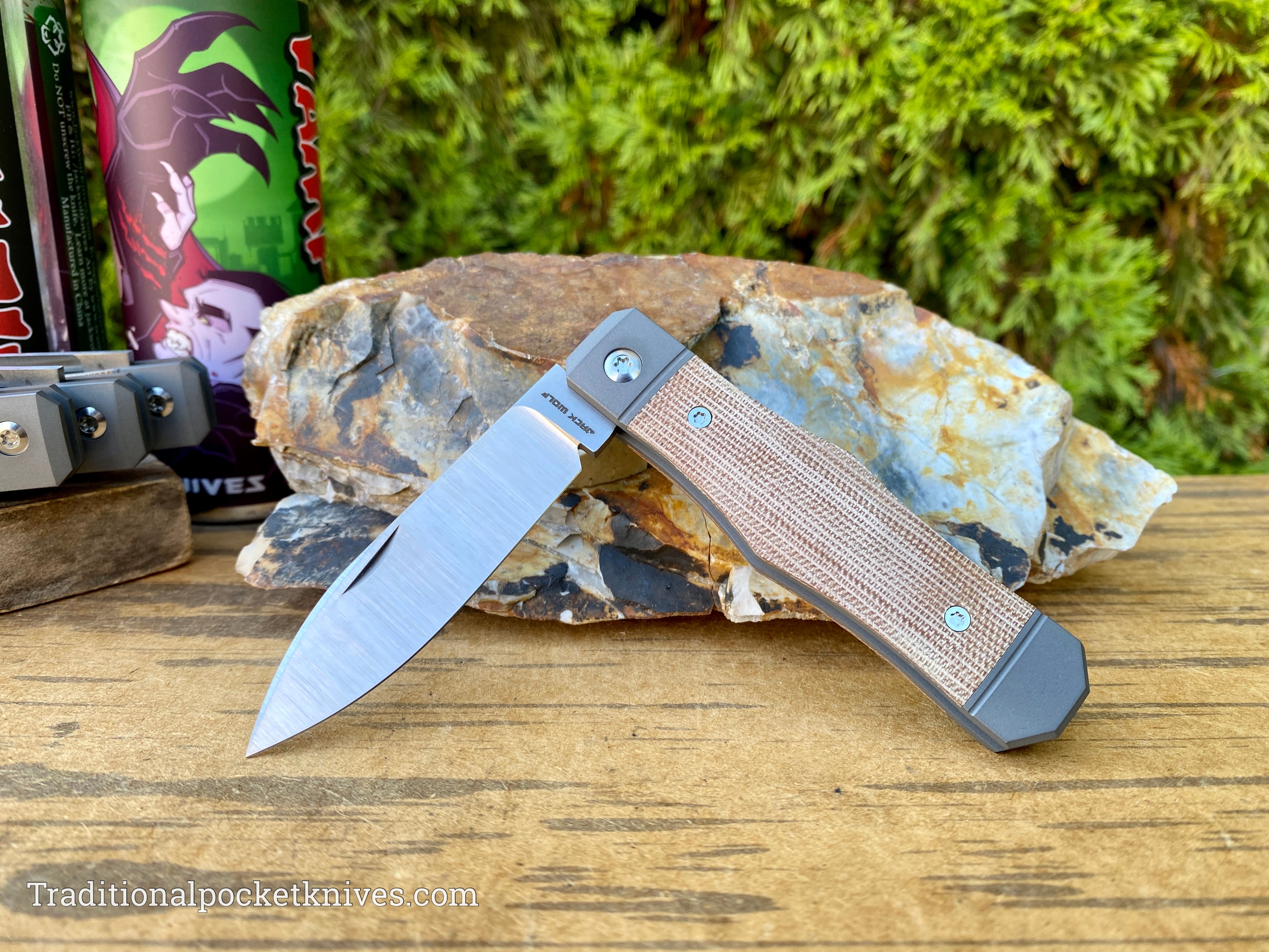Jack Wolf Knives Vampire Jack Natural Canvas Micarta - C. Risner