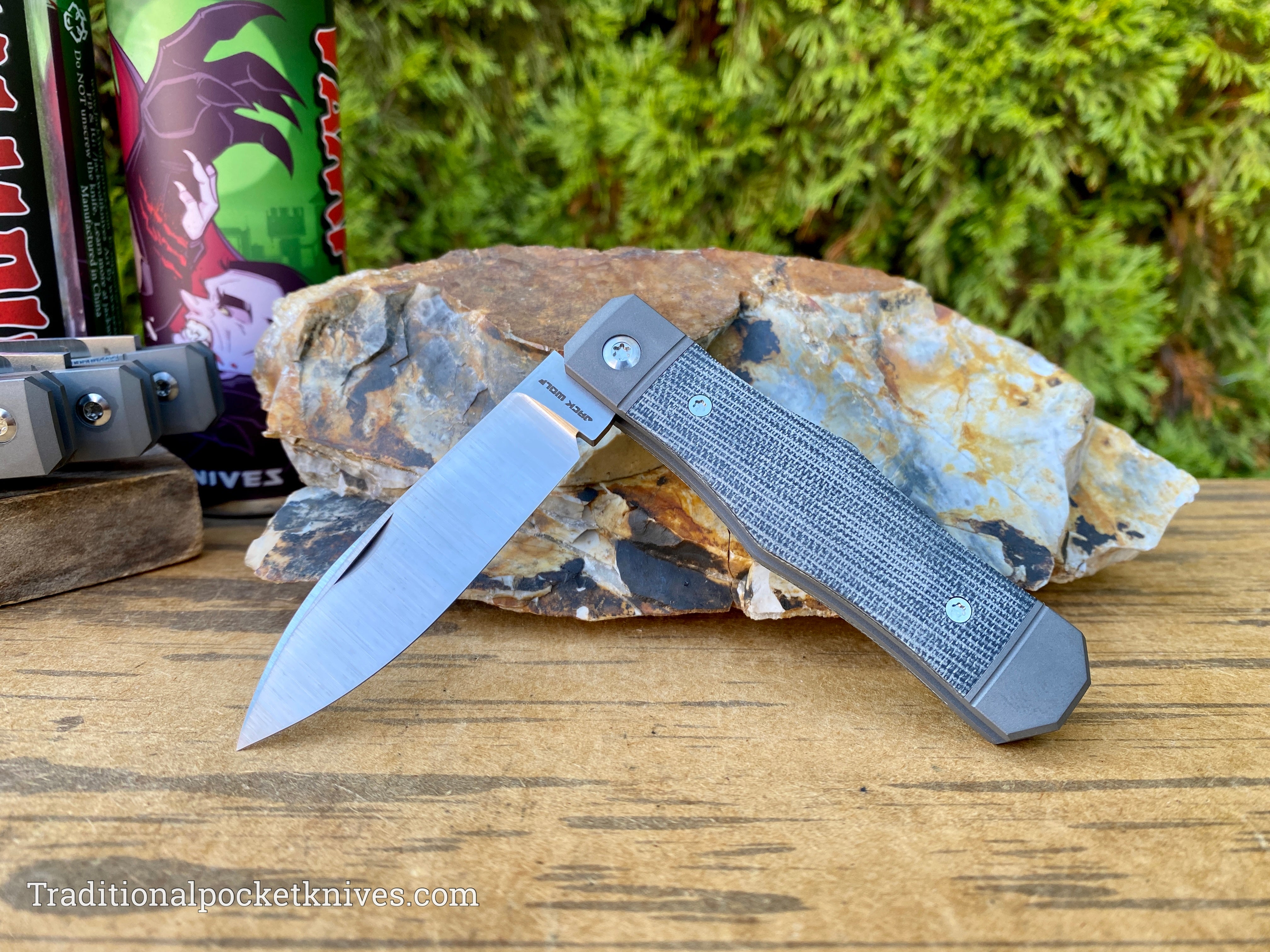 Jack Wolf Knives Vampire Jack Black Canvas Micarta - C. Risner