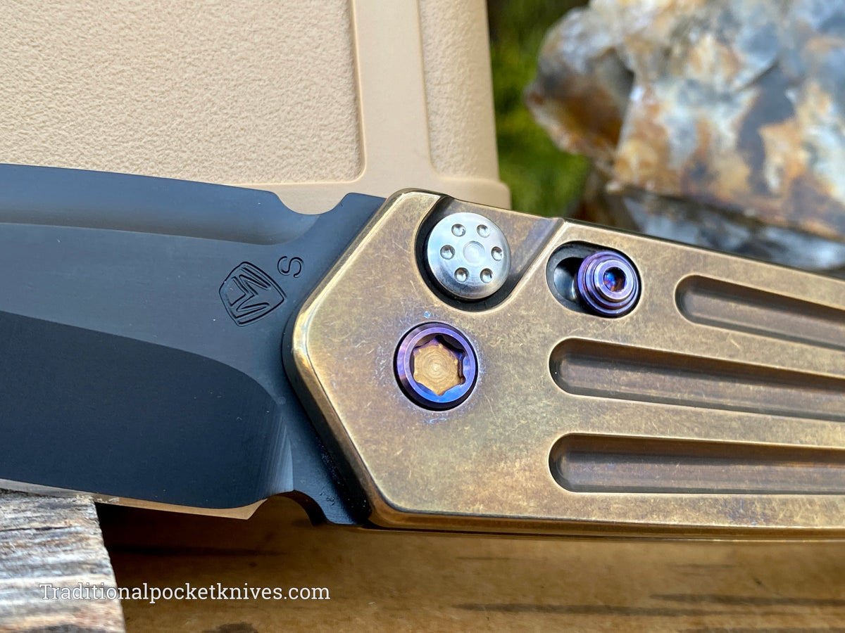 Medford Knives Nosferatu Automatic PVD Spear Point / S35VN / Bronze Handles / Flamed HW / Flamed Clip