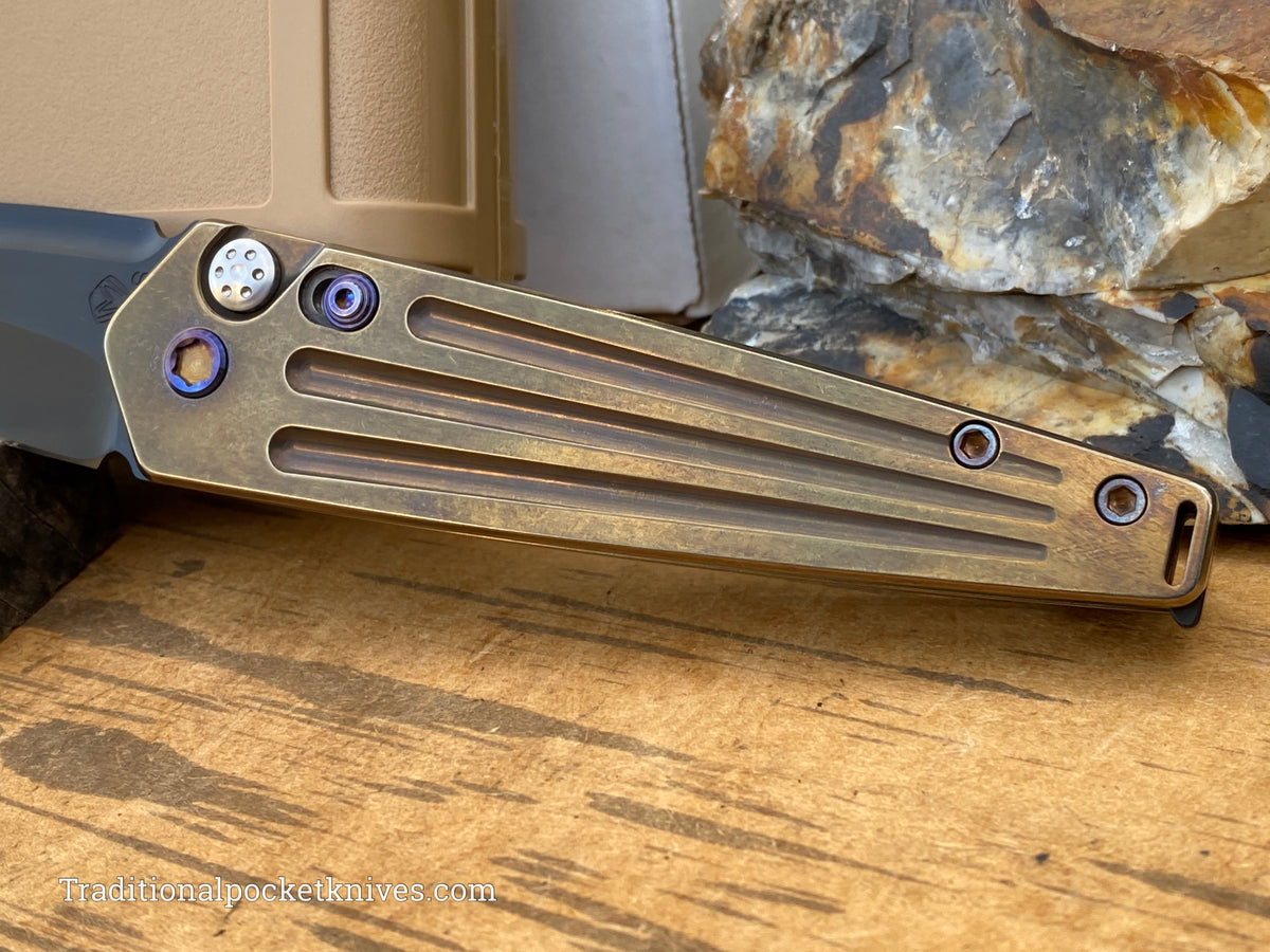 Medford Knives Nosferatu Automatic PVD Spear Point / S35VN / Bronze Handles / Flamed HW / Flamed Clip