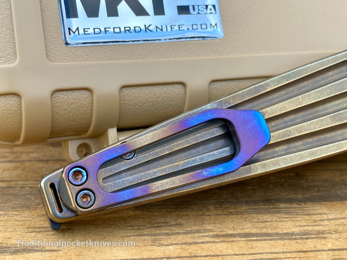 Medford Knives Nosferatu Automatic PVD Spear Point / S35VN / Bronze Handles / Flamed HW / Flamed Clip