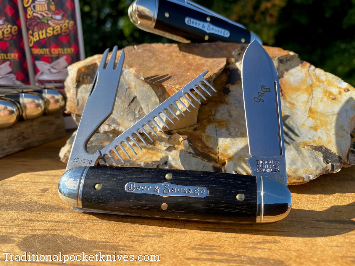 Great Eastern Cutlery #352320 Tidioute Cutlery Beer&amp;Sausage Bar Tool Knife Gabon Ebony Wood
