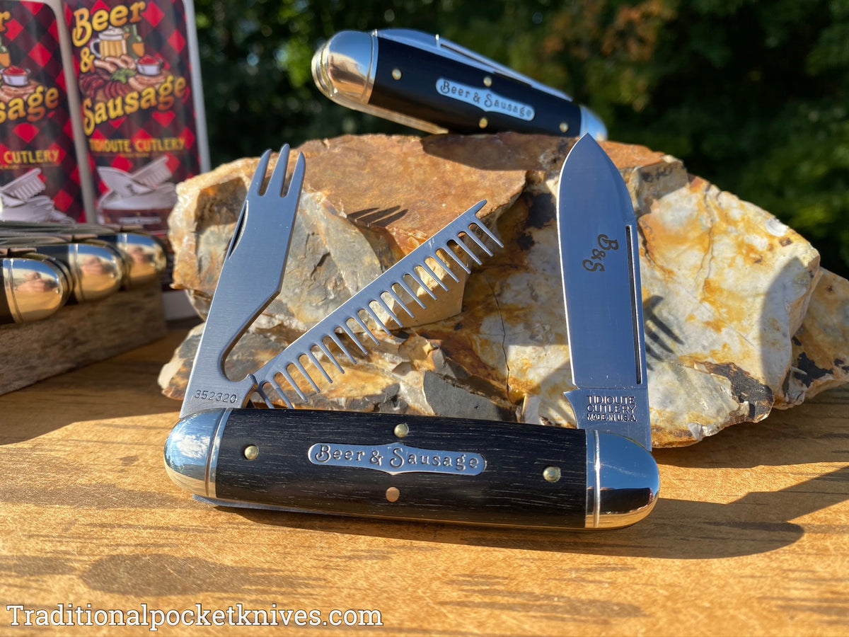 Great Eastern Cutlery #352320 Tidioute Cutlery Beer&amp;Sausage Bar Tool Knife Gabon Ebony Wood
